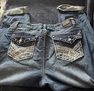 WOMAN'S EARL JEANS EMBELLISHED Bling Pockets Size 16 Pants